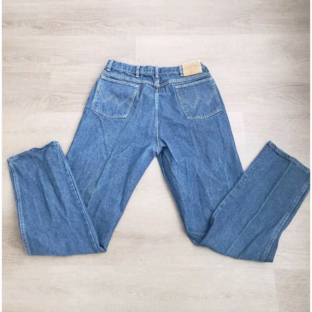 Vintage Wrangler Rugged Wear Mens Blue Jeans Size 38x34 Straight Fit USA - Picture 5 of 7